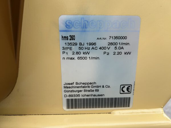Scheppach HMS 260 vlakvandiktebank + HA2600 afzuiger 400V - Afbeelding 7