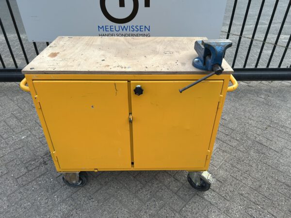 Verrijdbare stalen gereedschapswagen/werkbank met bankschroef - Afbeelding 2