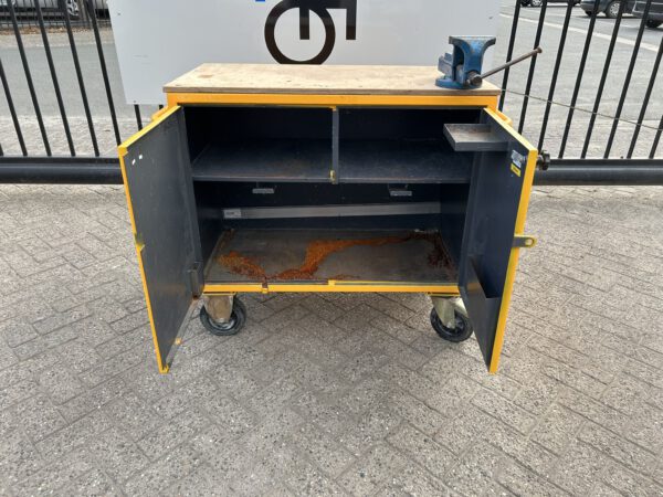 Verrijdbare stalen gereedschapswagen/werkbank met bankschroef - Afbeelding 3