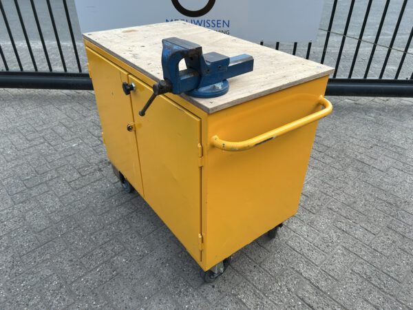Verrijdbare stalen gereedschapswagen/werkbank met bankschroef - Afbeelding 4
