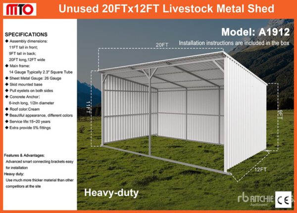 Stalen overkapping/afdak/garage/schuur open 600x340CM 20M2 - Afbeelding 7